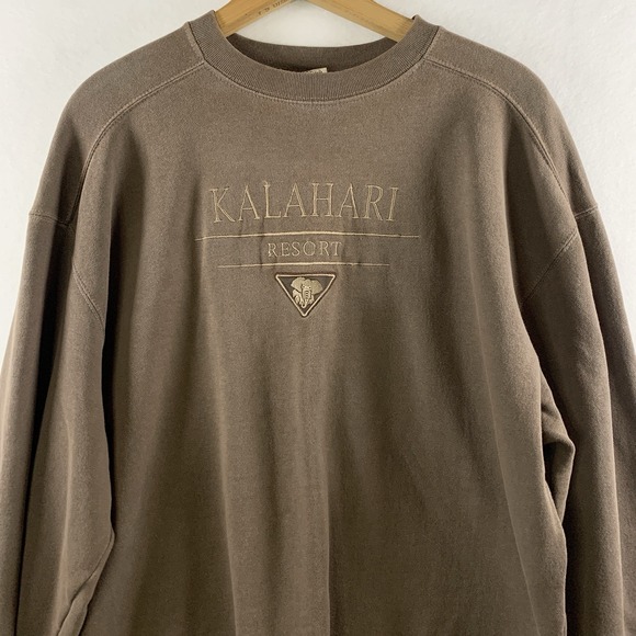 Oarsman 913‎ Mens Embroidered Kalahari Resort Sweatshirt L Brown Thick Relaxed - Picture 2 of 12